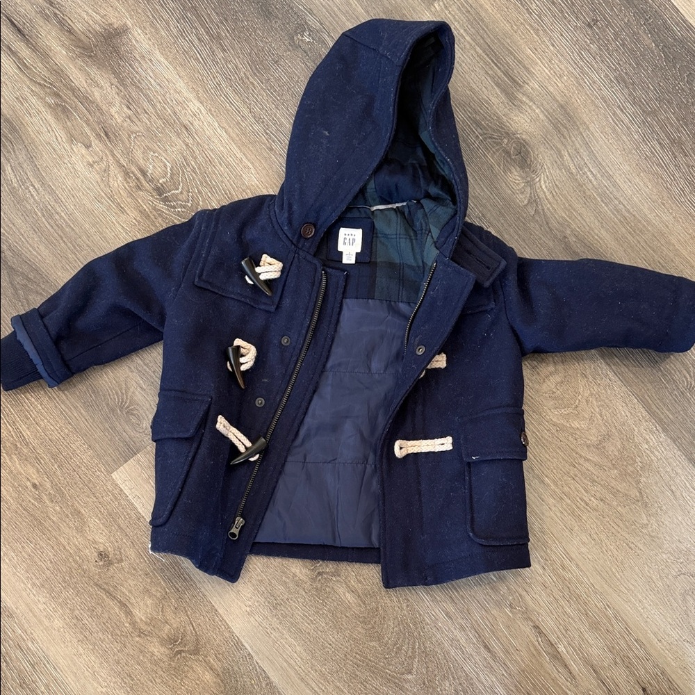 GAP Dark Blue Kids Hooded Toggle Coat